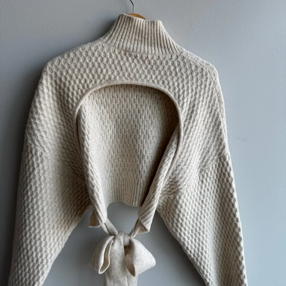 Zara Open Back Knit Mock Neck Sweater - Picture 6 of 7